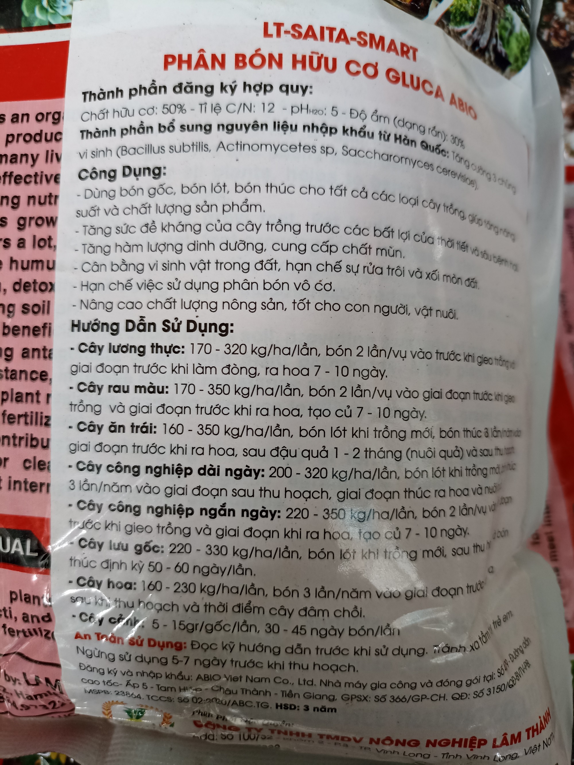 Phân bón hữu cơ Gluca Abio SAITAMA nguyên liệu NK từ Hàn Quốc - gói 1 kg