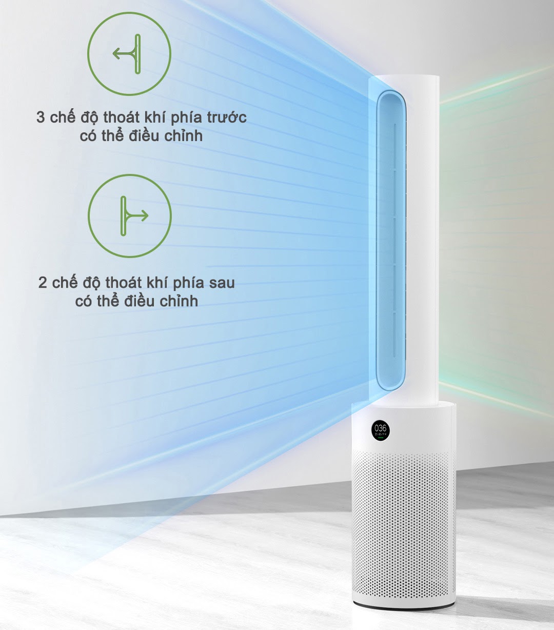 Quạt Không Cánh Lọc Không Khí Xiaomi Mijia 2 In 1 Kèm Lọc Không Khí Xoay 150 Độ Khử Khuẩn Bằng UV Kết Nối App Diện Tích 40 m2 Lọc Sạch Tới 99.96% Bụi Bẩn - Hàng Nhập Khẩu