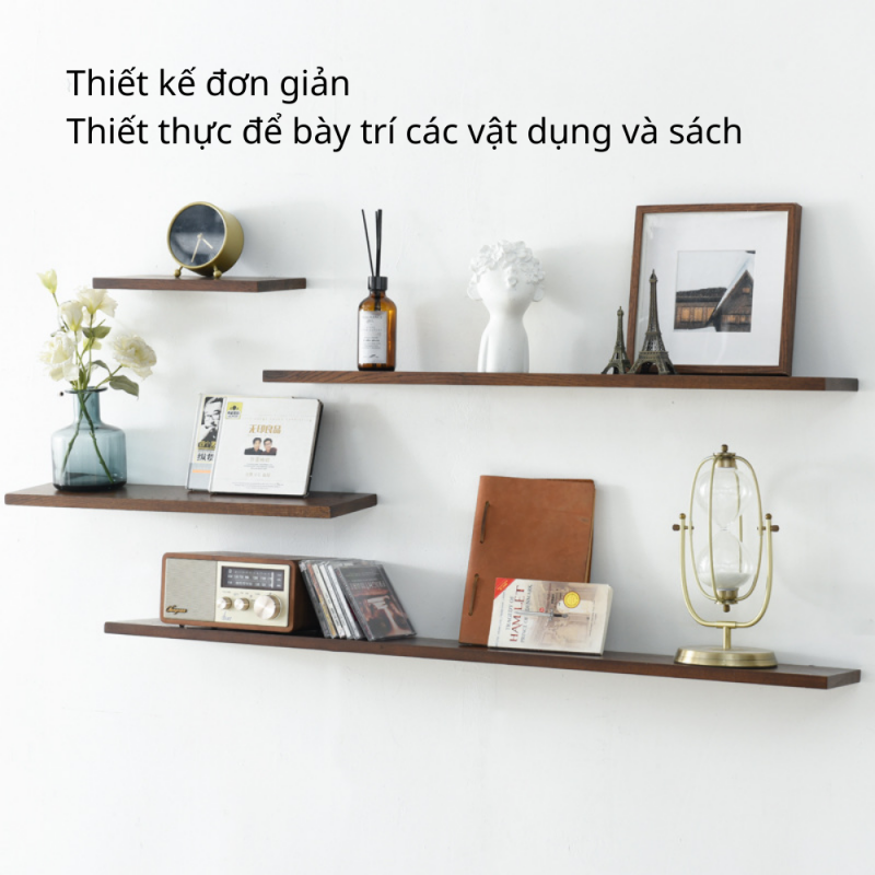 Kệ Treo Tường Trang Trí Decor FIVO Mã FB41 Chất Liệu Gỗ Chống Ẩm Dày 17mm, Tiết Kiệm Diện Tích, Đinh Âm Tường Chắc Chắn