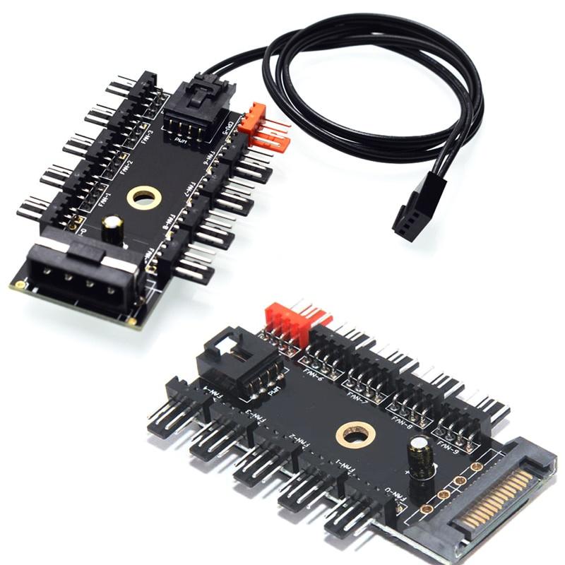 Bộ chia nguồn quạt tản nhiệt 15Pin SATA IDE sang 10 cổng 4pin 4P 3Pin HUB