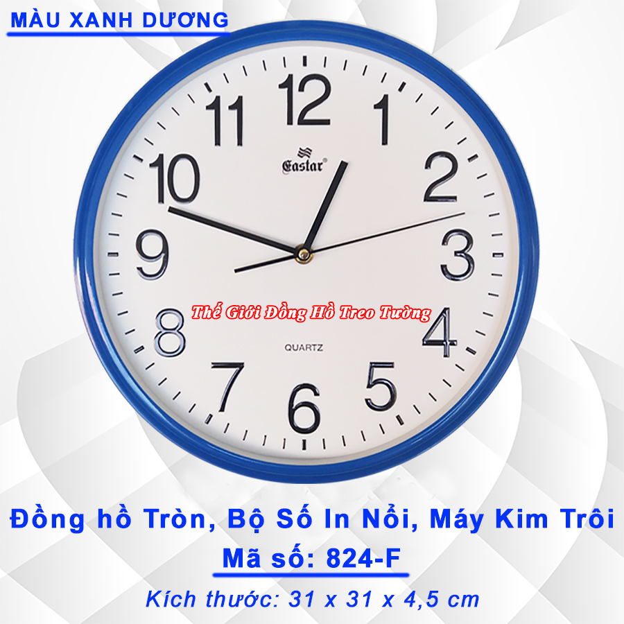 ĐỒNG HỒ CAO CẤP VIỀN XANH DƯƠNG – MÁY KIM TRÔI – KÈM PIN MAXELL