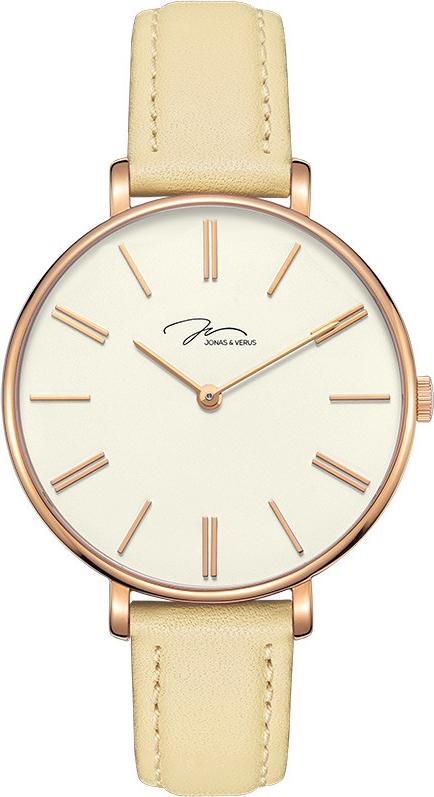 Đồng hồ đeo tay Nữ hiệu JONAS &amp; VERUS X01855-Q3.PPWLY, Máy Pin (Quartz), Kính sapphire chống trầy xước, Dây Da Italy