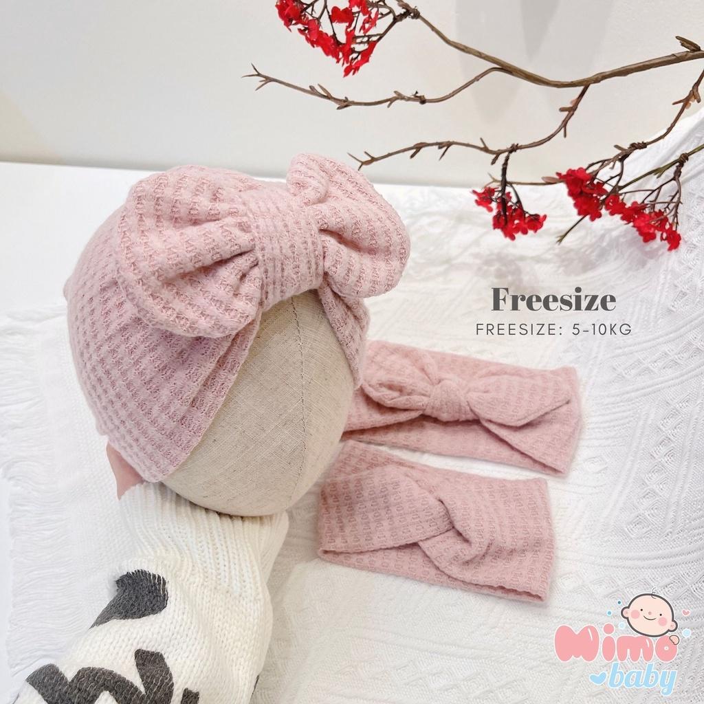 Mũ nón turban nơ hồng đáng yêu cho bé 5-10kg Mimo Baby MTB69