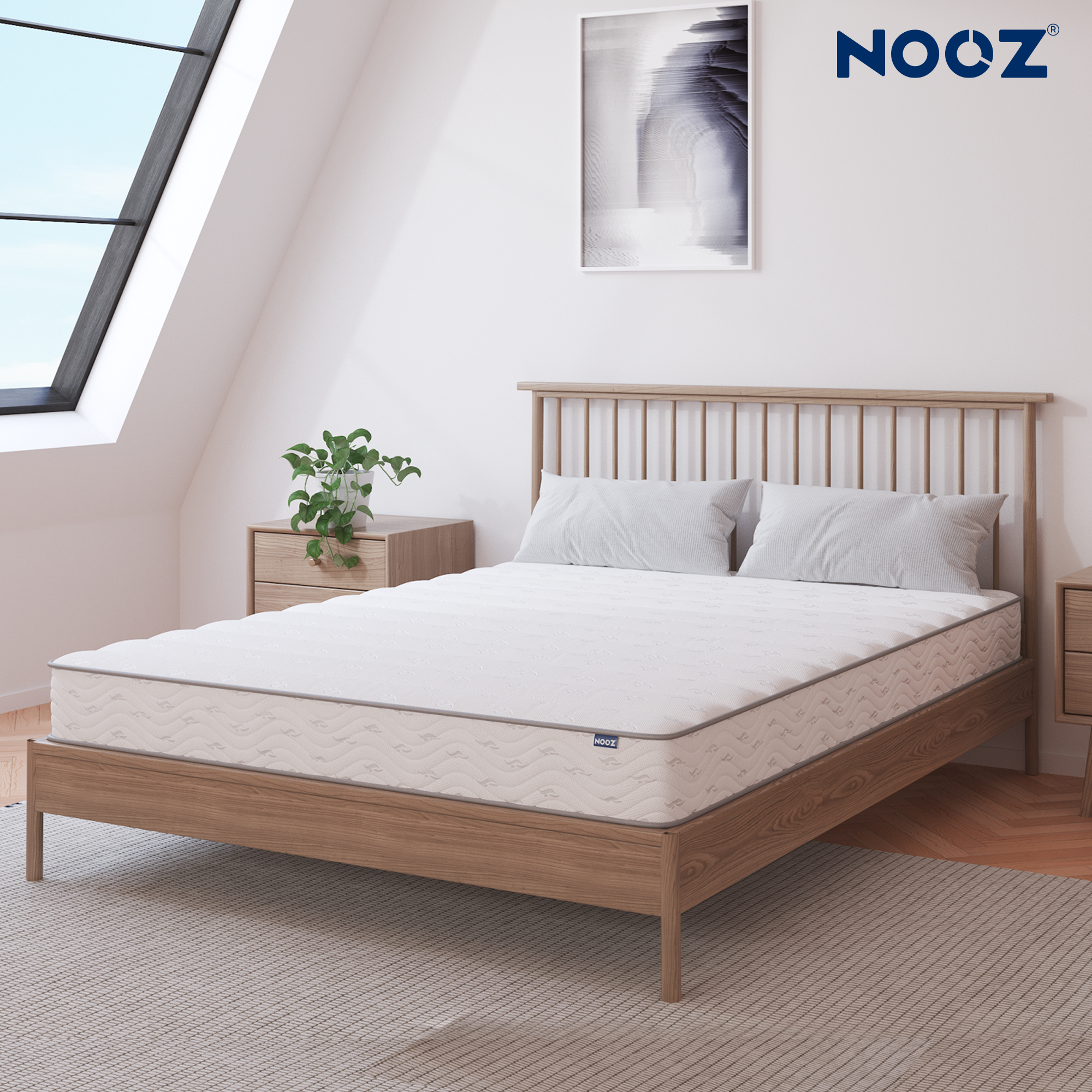 Nệm Foam Lò Xo Bonnell 18cm NOOZ Home Goods Mattress lò xo liên kết cùng tầng cao su non nâng đỡ