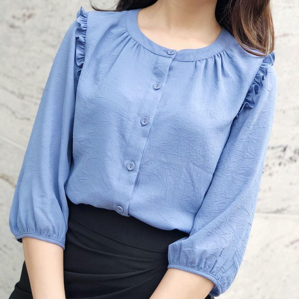 ÁO SƠ MI CỔ TRÒN BÈO VAI TAY LỬNG AM40