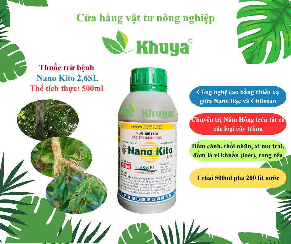 Thuốc trừ bệnh nấm hồng Nano Kito 500ml