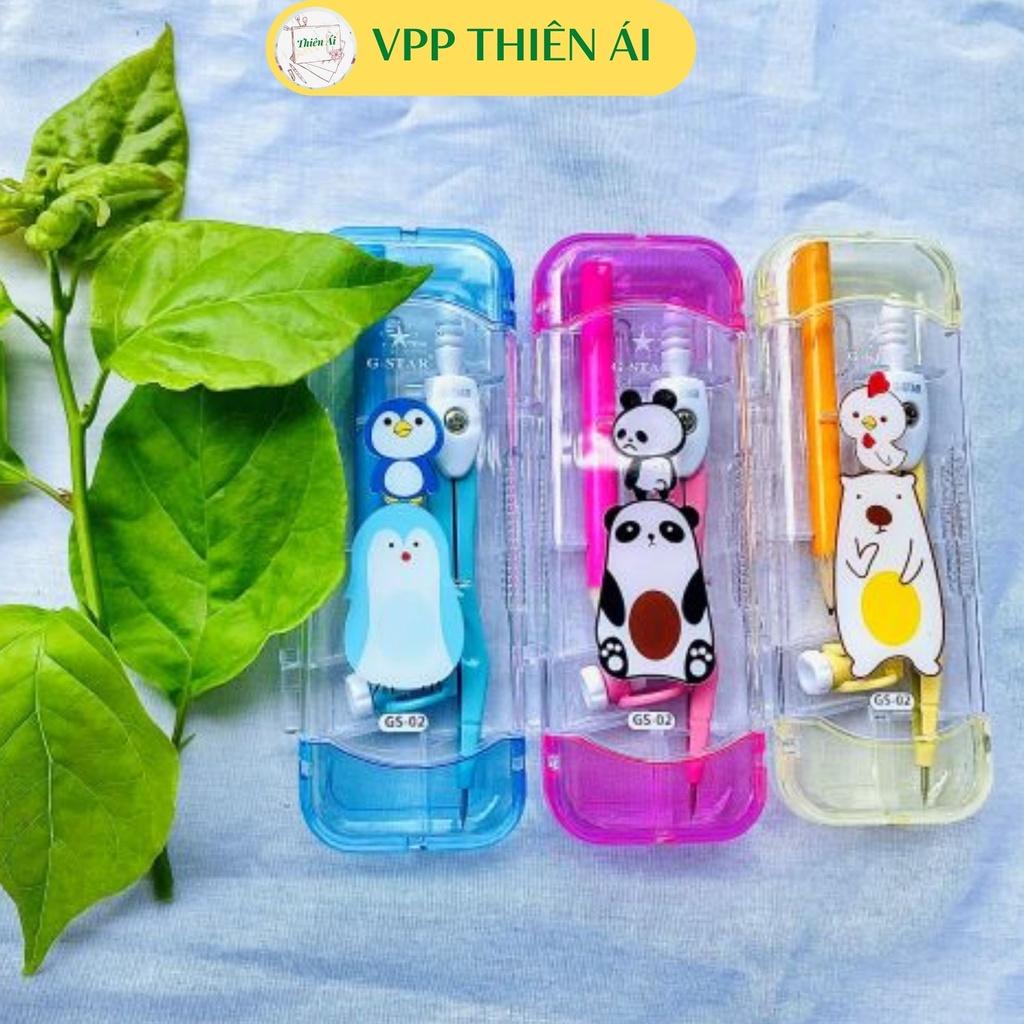 Compa kèm bút chì cho học sinh, đồ dùng học tập cute - VPP THIÊN ÁI