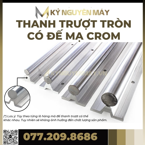 Thanh Trượt Tròn Có Đế Trục 30 (Phi30), Thanh Ray Trượt Có Đế SBR30, Thanh Ray Trượt Dài 500mm, 1000mm, 1500mm