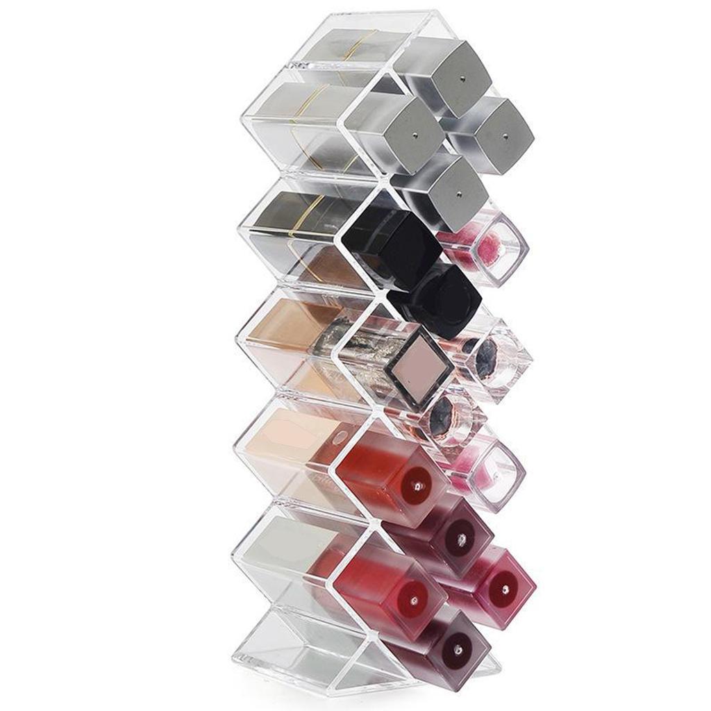24 Grids Lipstick Nail Holder Display Clear Acrylic Makeup Organizer