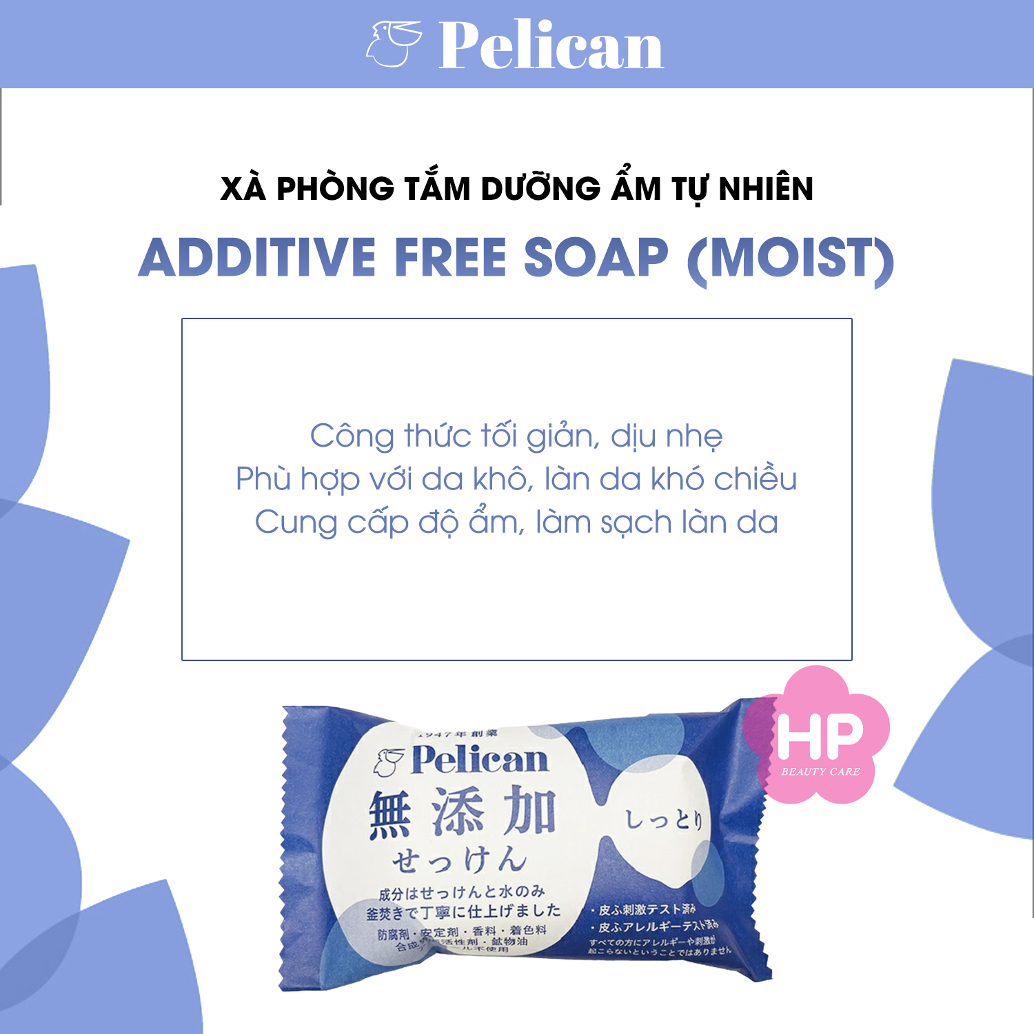 Xà Phòng Tắm Dưỡng Ẩm Tự Nhiên Pelican Additive Free Soap (Moist) 100g