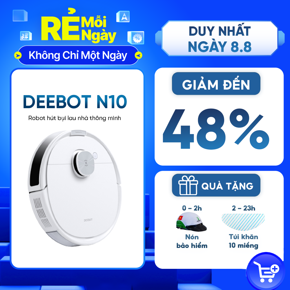 ROBOT HÚT BỤI LAU NHÀ THÔNG MINH ECOVACS DEEBOT N10 – BẢN QUỐC TẾ – BẢO HÀNH 24 THÁNG-HÀNG CHÍNH HÃNG