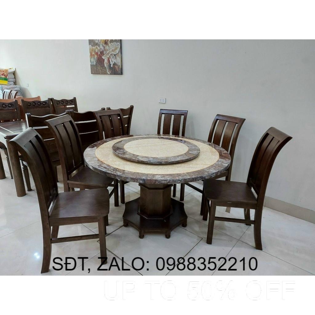 Bàn ăn tròn gỗ sồi đen