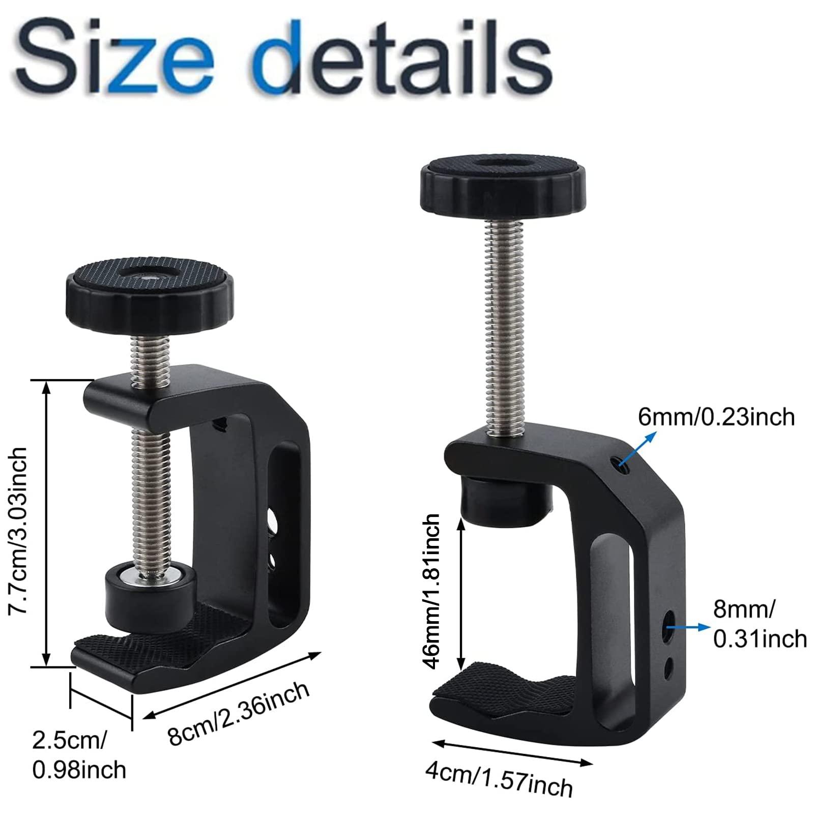 Kẹp Universal-C, 2 mảnh hợp kim nhôm, kẹp bảng C Universal với lỗ ren 1/4 và 3/8 cho camera bàn làm việc