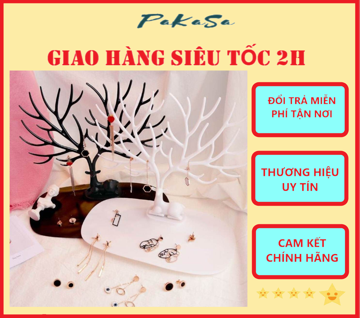 Giá Treo Bông Tai , Trang Sức Hình Hươu Để Bàn Trang Trí Xinh Xắn PaKaSa - Hàng Chính Hãng