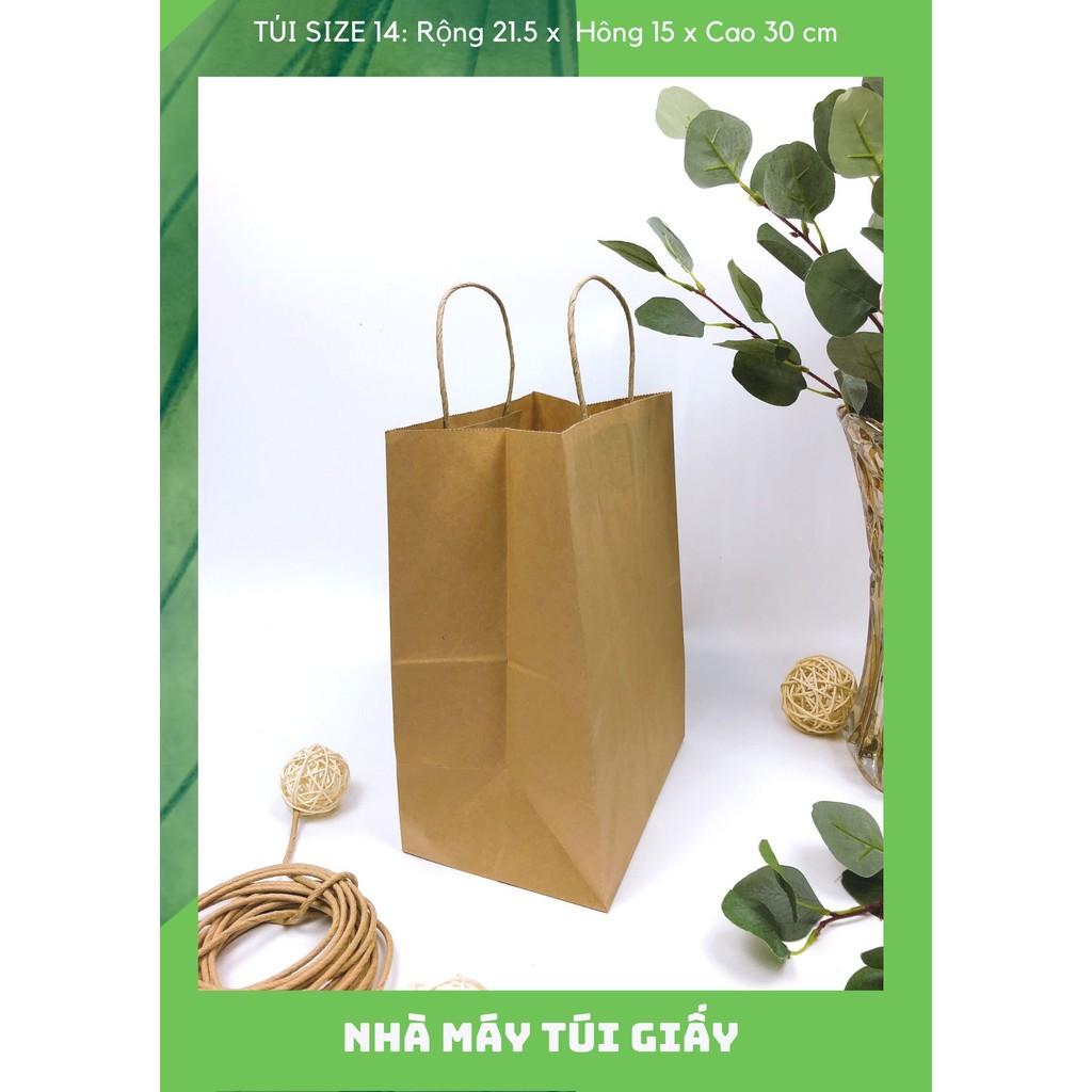 100 CHIẾC TÚI GIẤY KRAFT SIZE 14: 21.5x15x30 CÓ QUAI ( ẢNH THẬT SHOP TỰ CHỤP)