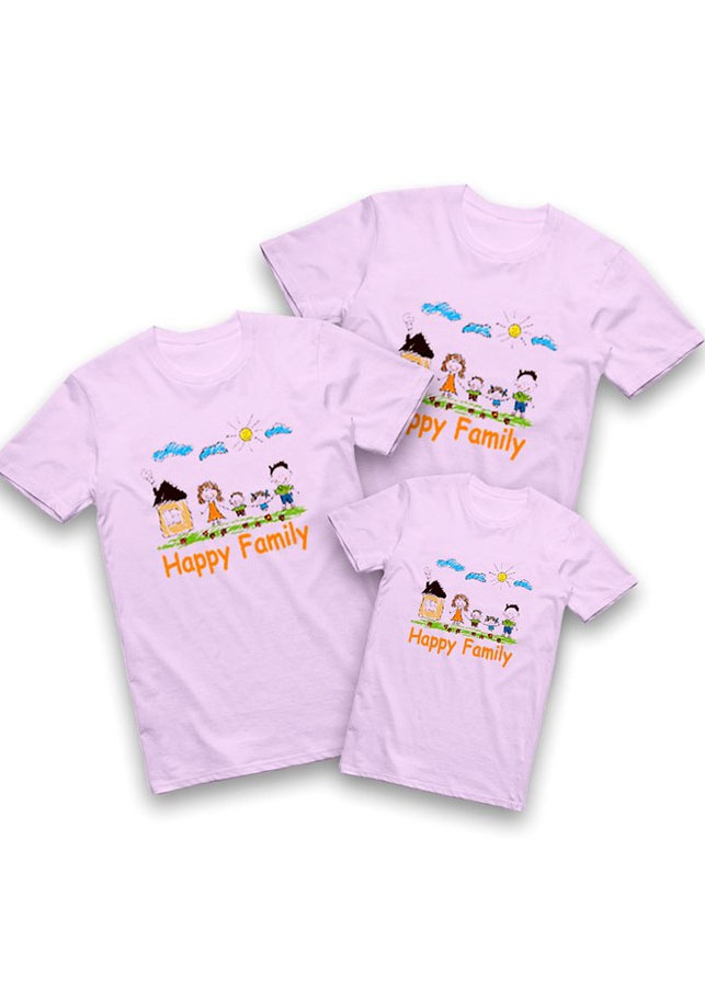 Áo thun tím nhạt happy familly CD14