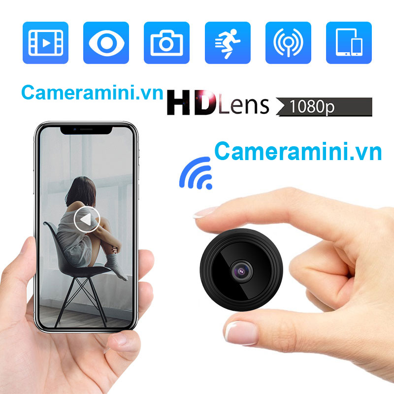 Camera mini siêu nhỏ A9 wifi kết nối với điện thoại từ xa, có pin, không dây hàng nhập khẩu