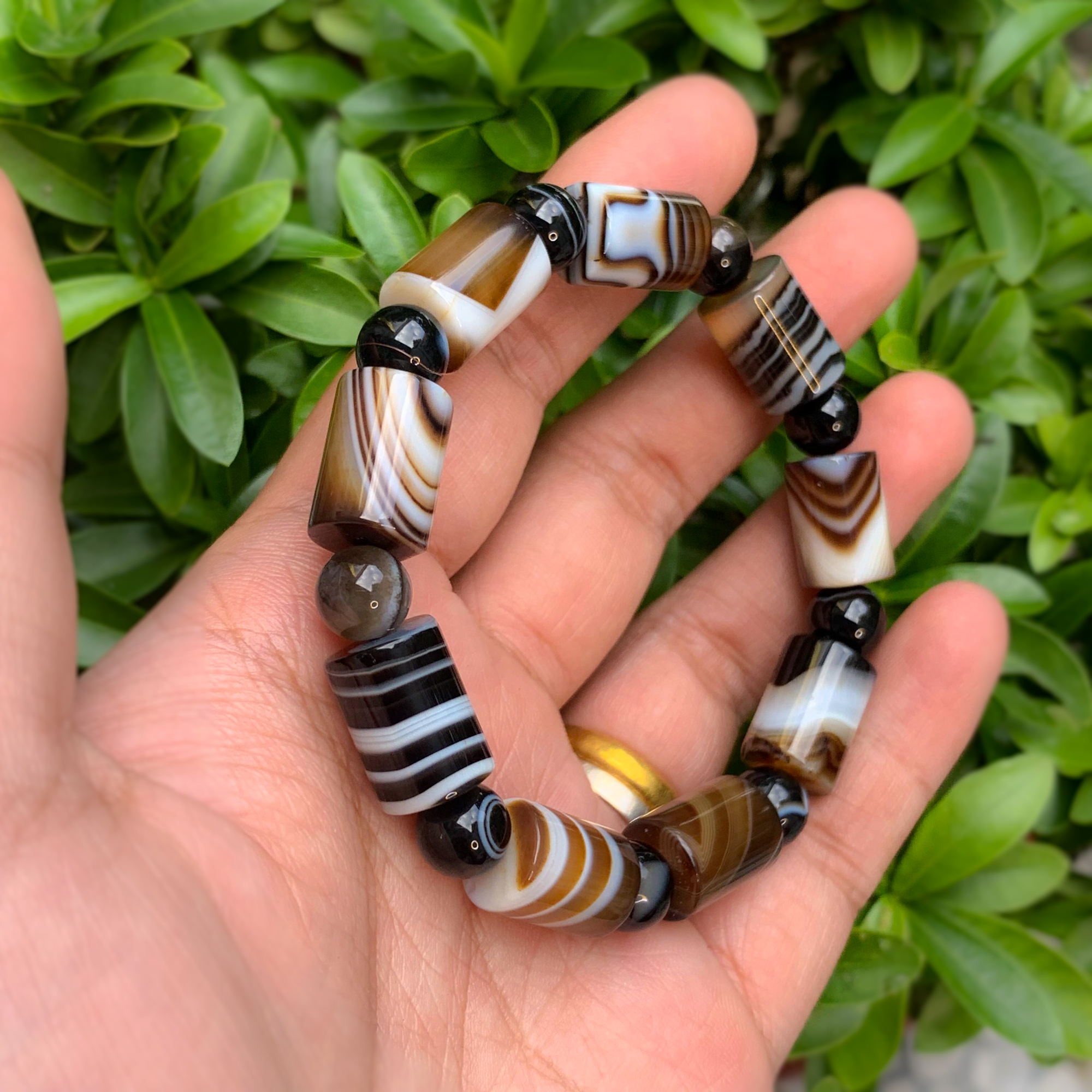 Vòng Tay Phong Thủy Đá Agate Đa Sắc Thiên Nhiên Bình An 10ly