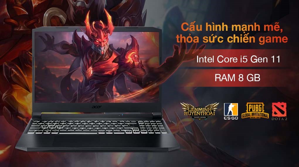 Laptop Acer Nitro 5 AN515 57 553E i5 11400H/8GB/512GB/4GB RTX3050/15.6"F/144Hz/Win11/Đen - Hàng chính hãng