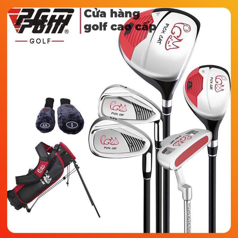 Bộ gậy golf trẻ em Pick Cat 5- 8 Tuổi và 9-12 Tuổi ( Gift} Tặng kèm 10 Bóng Xốp trong nhà và 3 banh)