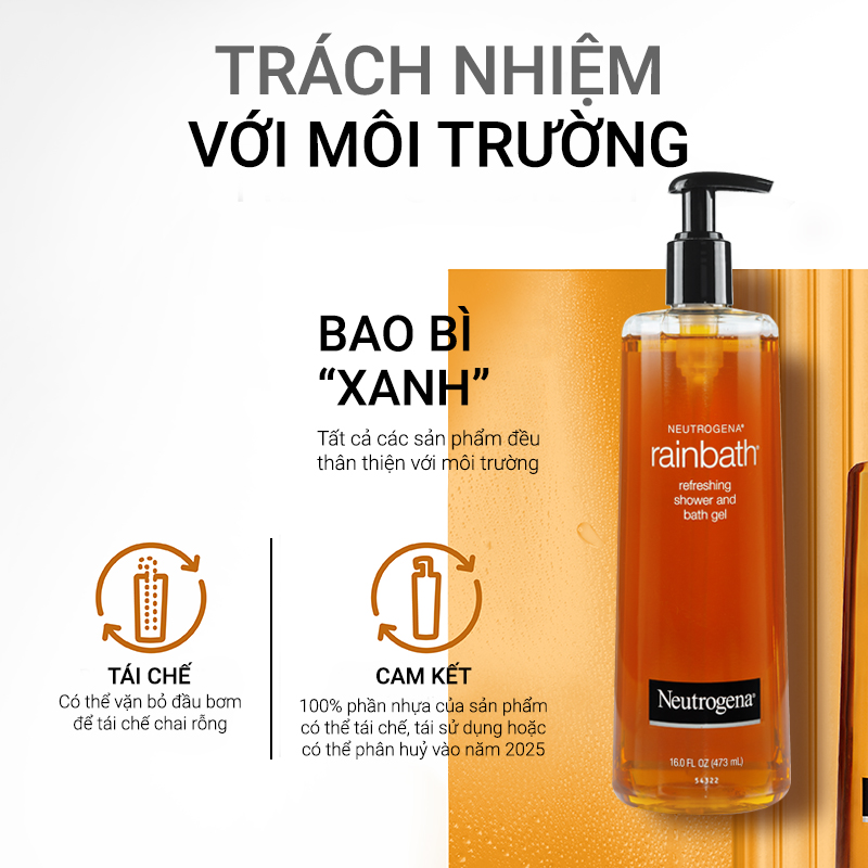 Bộ 2 chai Sữa tắm dạng gel Neutrogena Rainbath Original refreshing shower and bath gel 473ml/chai