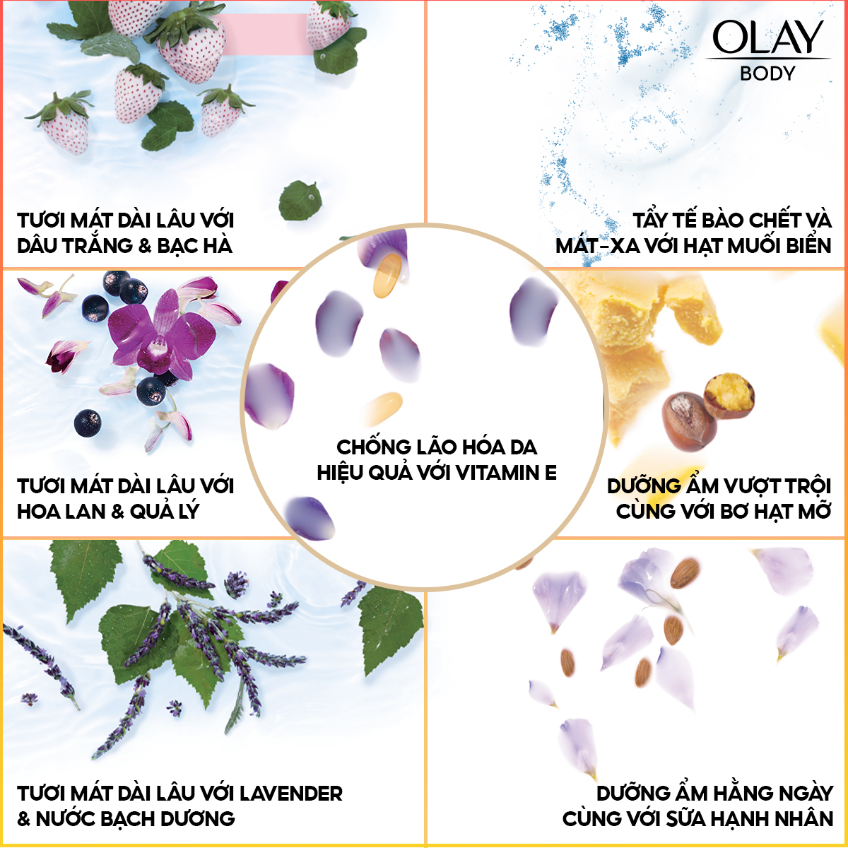 Combo 2 Sữa Tắm Dưỡng Ẩm OLAY Body Wash 887ml x2 Nhập Khẩu Mỹ Hương Purifying Birch Water &amp; Lavender/White Strawberry &amp; Mint/Shea Butter/Age Defying