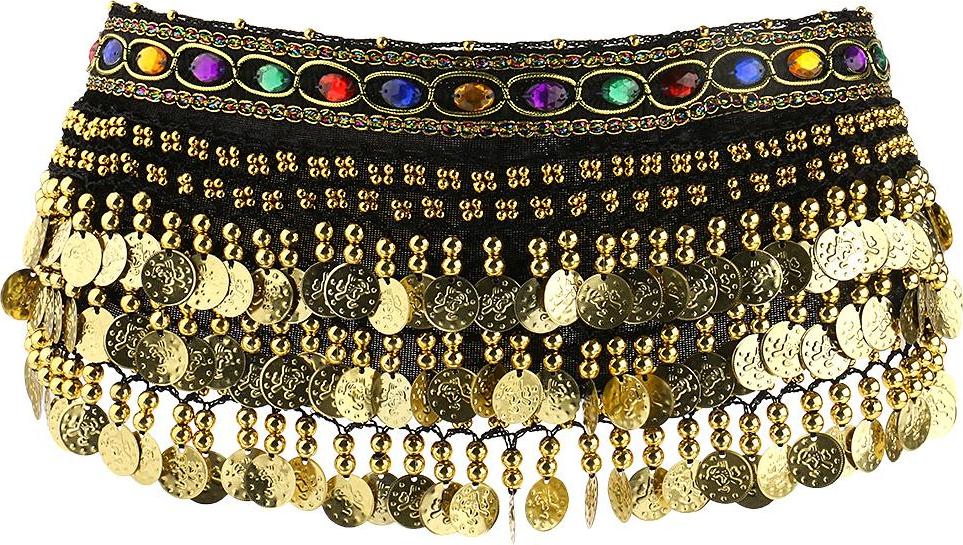 Ladies Belly Dance Wrap Belt Gold Coins Tassel Hip Scarf Costume