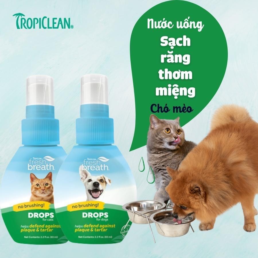 NƯỚC VỆ SINH RĂNG MIỆNG CHÓ DẠNG ĐẬM ĐẶC, GIẢM MÙI HÔI (TROPICLEAN, MỸ)