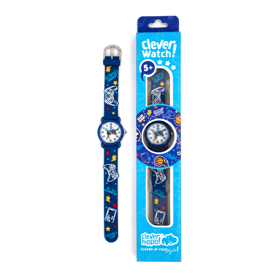 Đồng Hồ Trẻ Em Clever Watch - Game News Xanh Clever Hippo WB012/BLUE