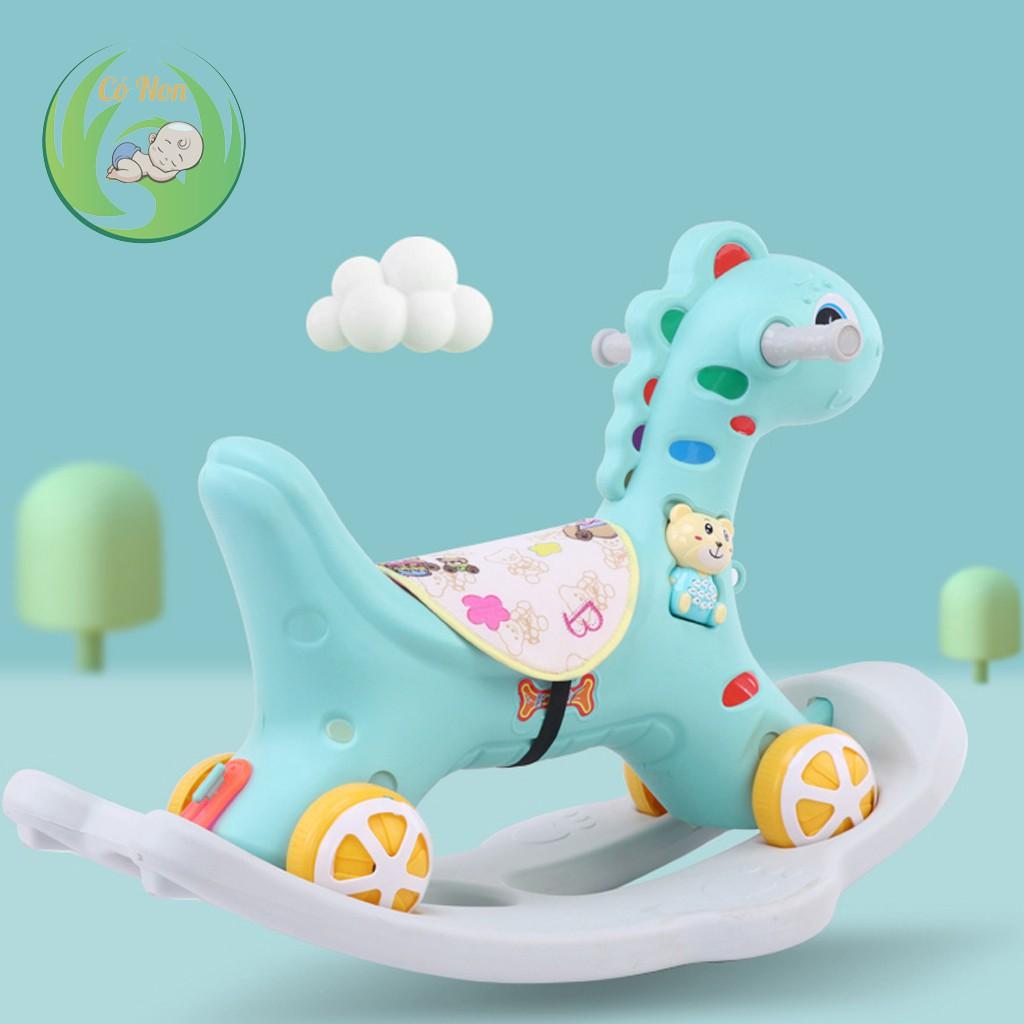 Ngựa bập bênh cao cấp 2 in 1 có nhạc và đèn