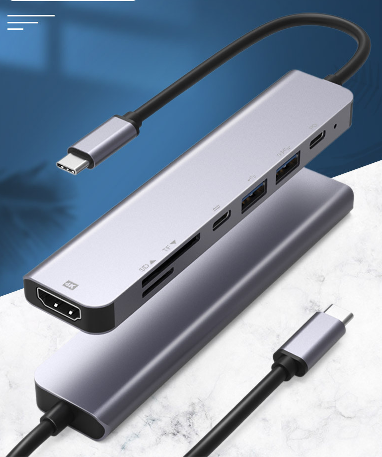 Hub USB Type-C 7in1 Cổng HDMI 4K 60Hz/ USB 3.0/ SD/ TF/ PD  - 7in1-1 60Hz - Hàng nhập khẩu