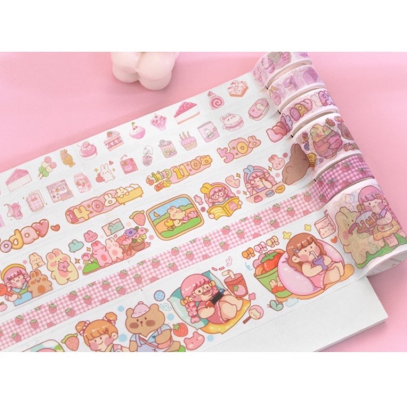 Set sổ tay sticker washi tape - SET 19 món gồm Sổ tay + Sticker + Washi Tape trang trí