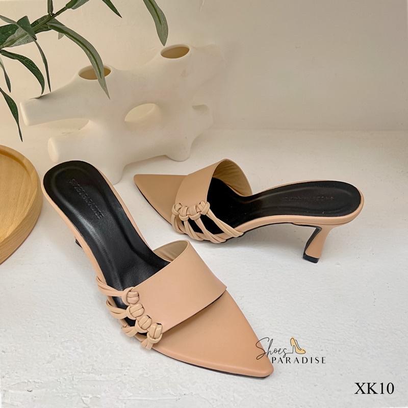 Giày nữ cao gót đẹp guôc nữ quai ngang giày mũi nhọn gót nhọn guốc nữ SHOES PARADISE xk10