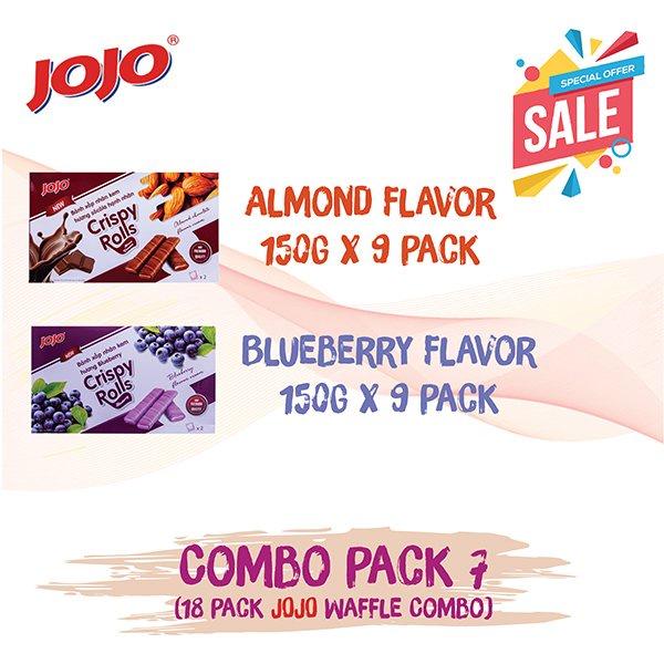 COMBO 6: 5 GÓI BÁNH XỐP ỐNG JOJO NHÂN SÔCÔLA HẠNH NHÂN 150G + 5 GÓI BÁNH XỐP ỐNG JOJO NHÂN BLUEBERRY 150G