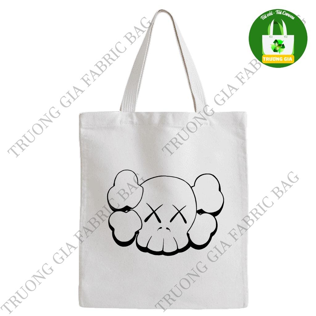 Túi Canvas màu Trắng in hình KAWS không khóa kéo 31x36 Trương Gia Túi Vải - Túi Canvas