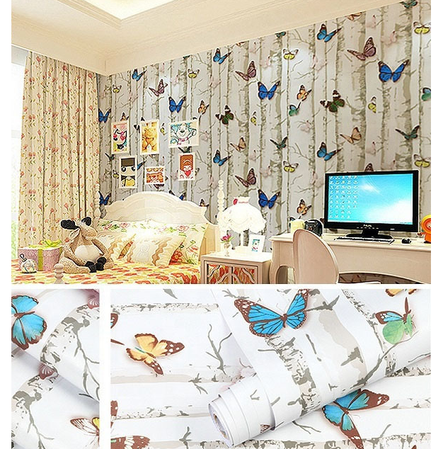 Combo 10 mét giấy dán tường, decal dán tường trang trí nhà cửa BƯỚM SẮC MÀU khổ 45cm
