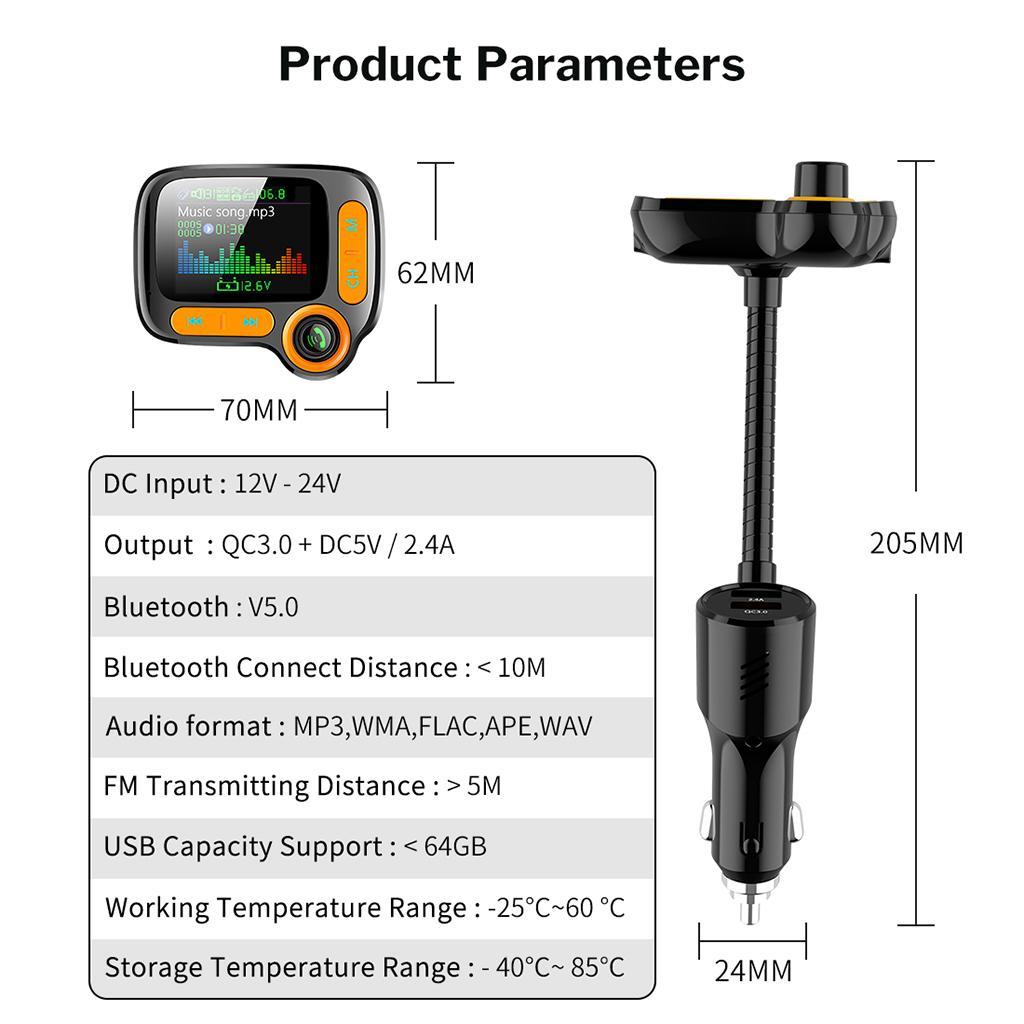 Handsfree Wireless Bluetooth Car FM Transmitter Kit Mp3 Player 2 USB Charger