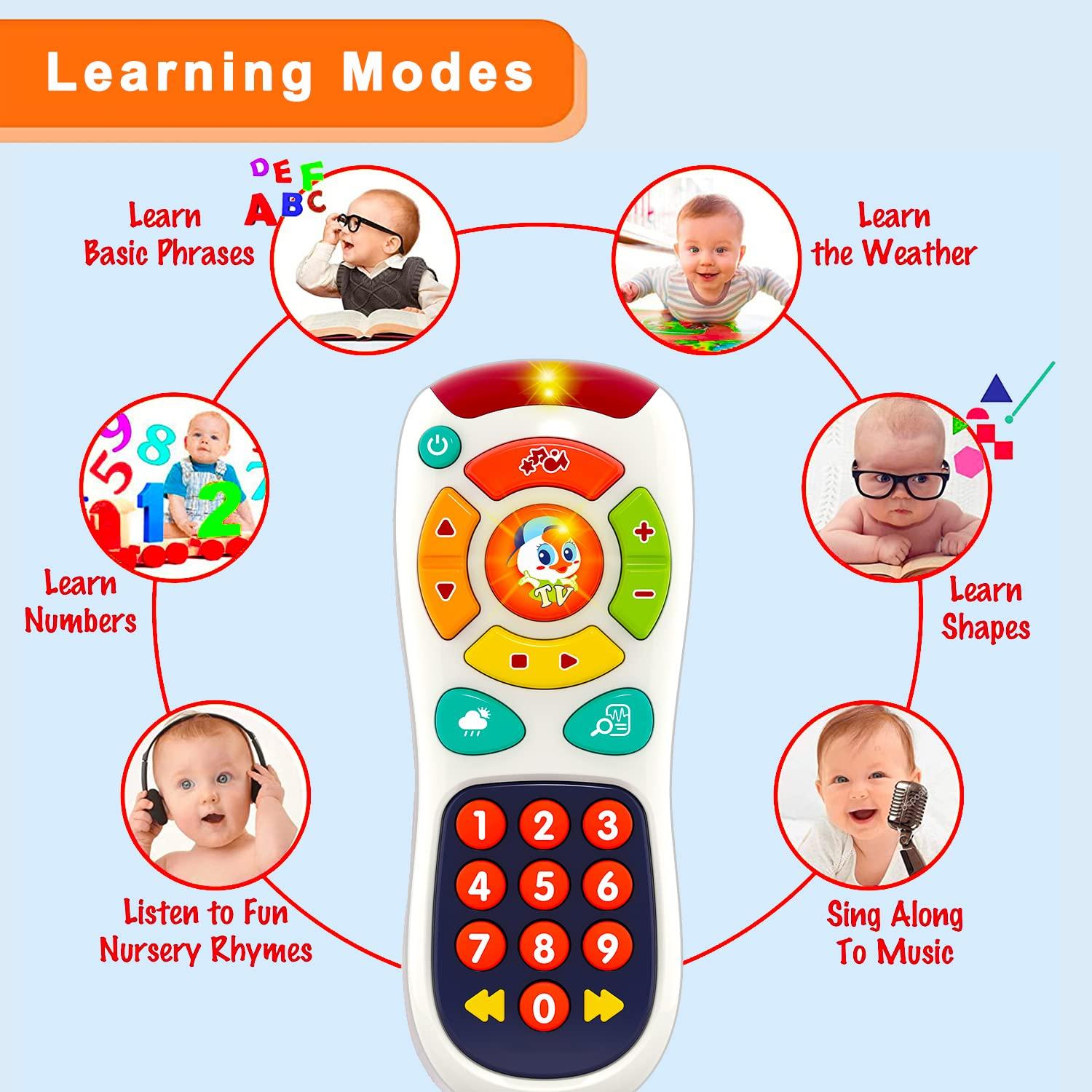 Đồ chơi cho bé 6 tháng tuổi - Đồ chơi điều khiển từ xa TV phát triển sớm có nhạc cho trẻ sơ sinh và trẻ nhỏ từ 6 đến 12 tháng tuổi Bé trai Bé gái, 6.7''x2.8''x1.4''