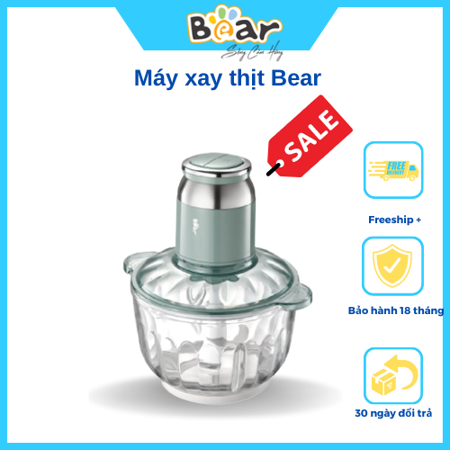 Máy xay thịt Bear 2.5L QSJ-C04R8S, máy xay tỏi ớt, xay thịt siêu nhanh- Hàng chính hãng