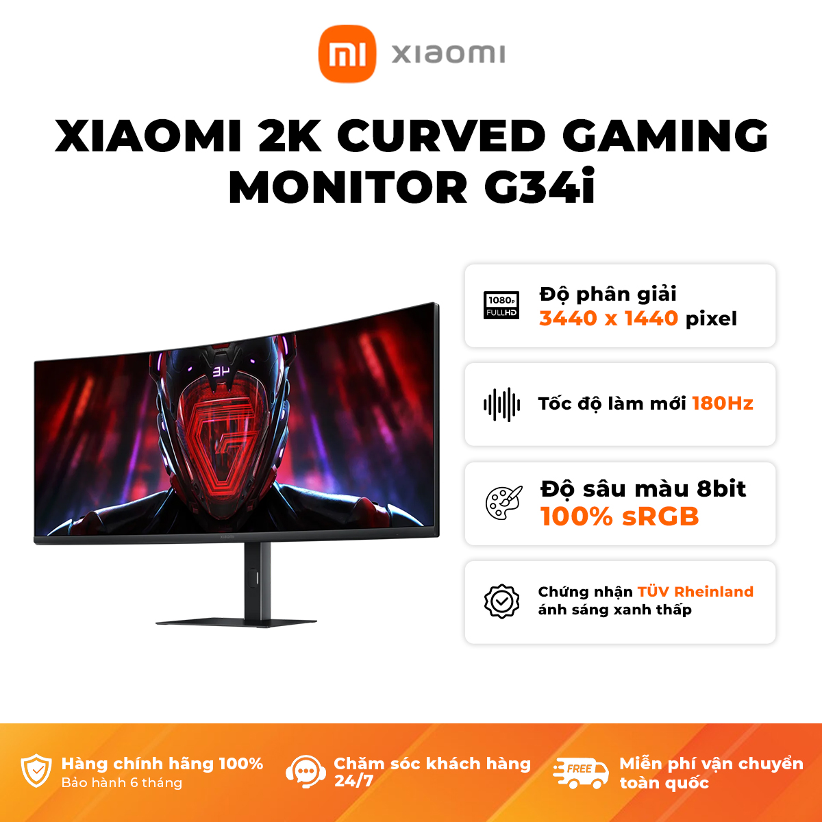 Màn Hình Cong Gaming Xiaomi 2K Curved Gaming Monitor G34i (34inch/180Hz/1ms) - Hàng Chính Hãng