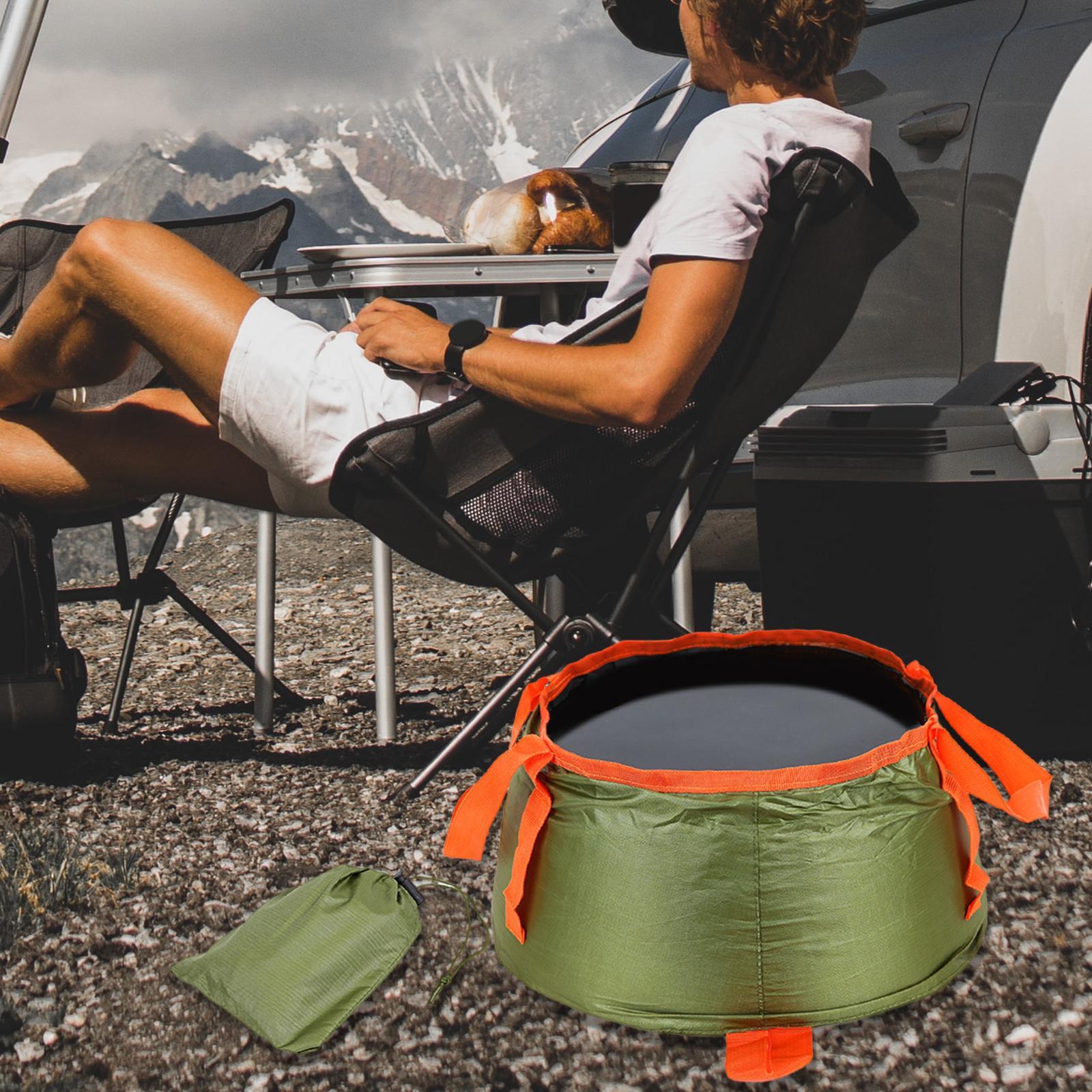 Collapsible Bucket Foldable for Camping with Bag Wash Basin Green
