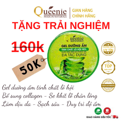 Gel lô hội Queenie trải nghiệm dưỡng ẩm, se nhỏ lỗ chân lông 100ml - Mỹ Phẩm Hàn Quốc