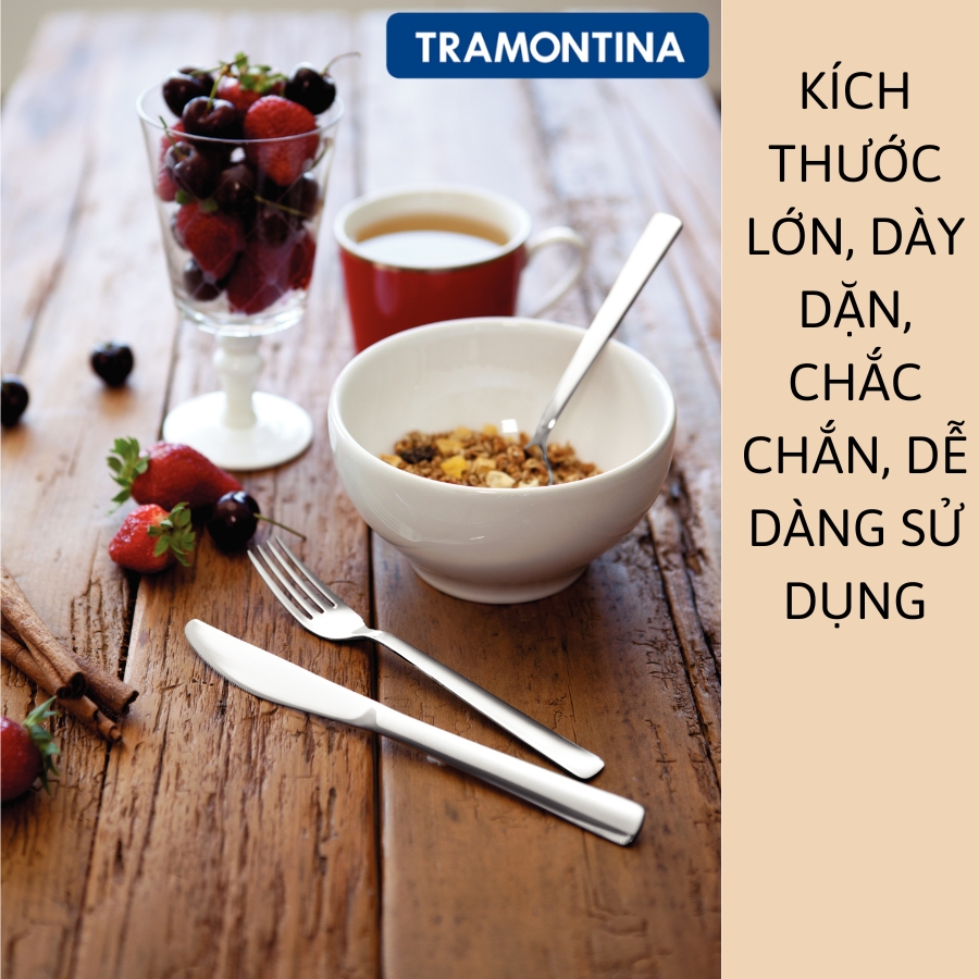 Bộ Dao Thìa Dĩa Bàn Ăn Chất Liệu Thép Không Gỉ Cao Cấp Bền Chắc Dày Dặn Bóng Đẹp An Toàn Thương Hiệu Tramontina Brazil
