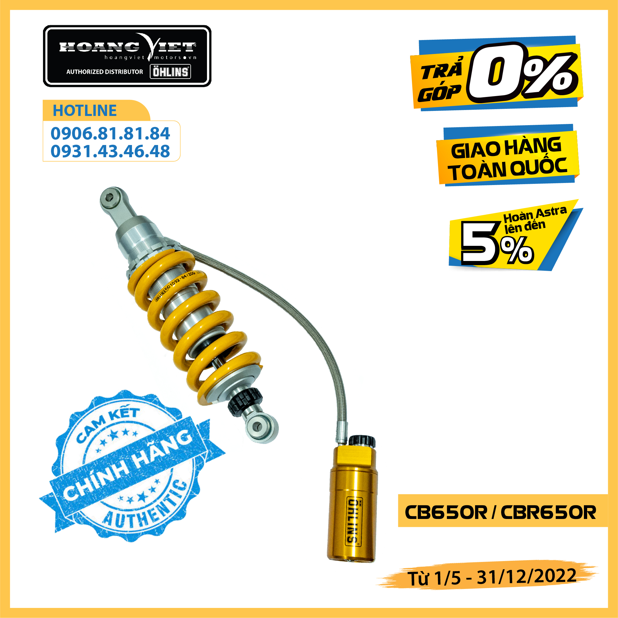 Phuộc Ohlins chính hãng HO 913 dành cho xe CB650-CBR650R