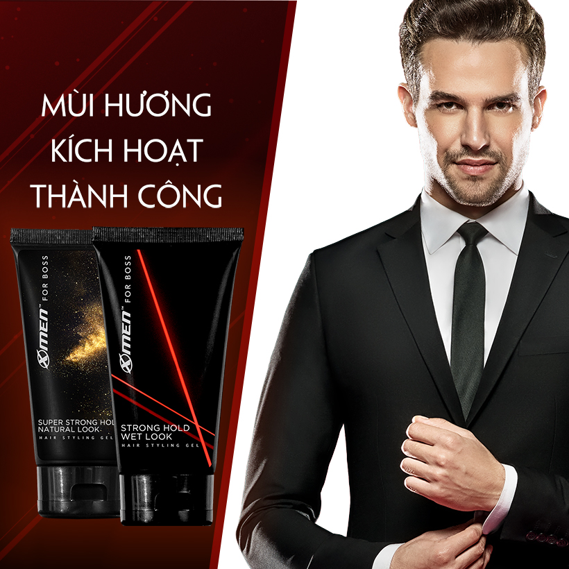 Combo 2 Keo vuốt tóc X-Men For Boss Gel Strong Hold Wet Look 150g + Super Strong Hold Natural Look 150g