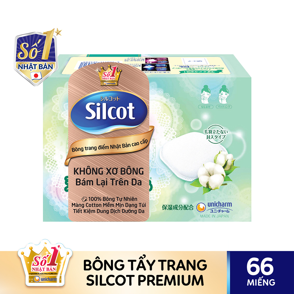 Bộ 4 Bông tẩy trang cao cấp Silcot Premium hộp 66 miếng tặng 2 hộp Silcot cùng loại