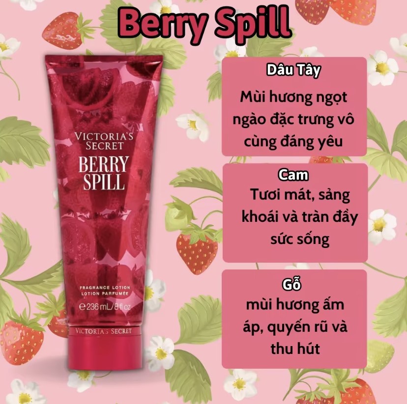 Victoria Secret Berry Spill Chính Hãng - Body Mist Victoria Secret 250ml &amp; Lotion Victoria Secret 236ml Chính Hãng