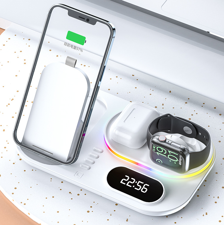 Đế Sạc Không Dây Đa Chức Năng Cho Apple Watch, Iphone, AirPods Sạc 4 Thiết Bị Cùng Lúc Hỗ Trợ Sạc Nhanh