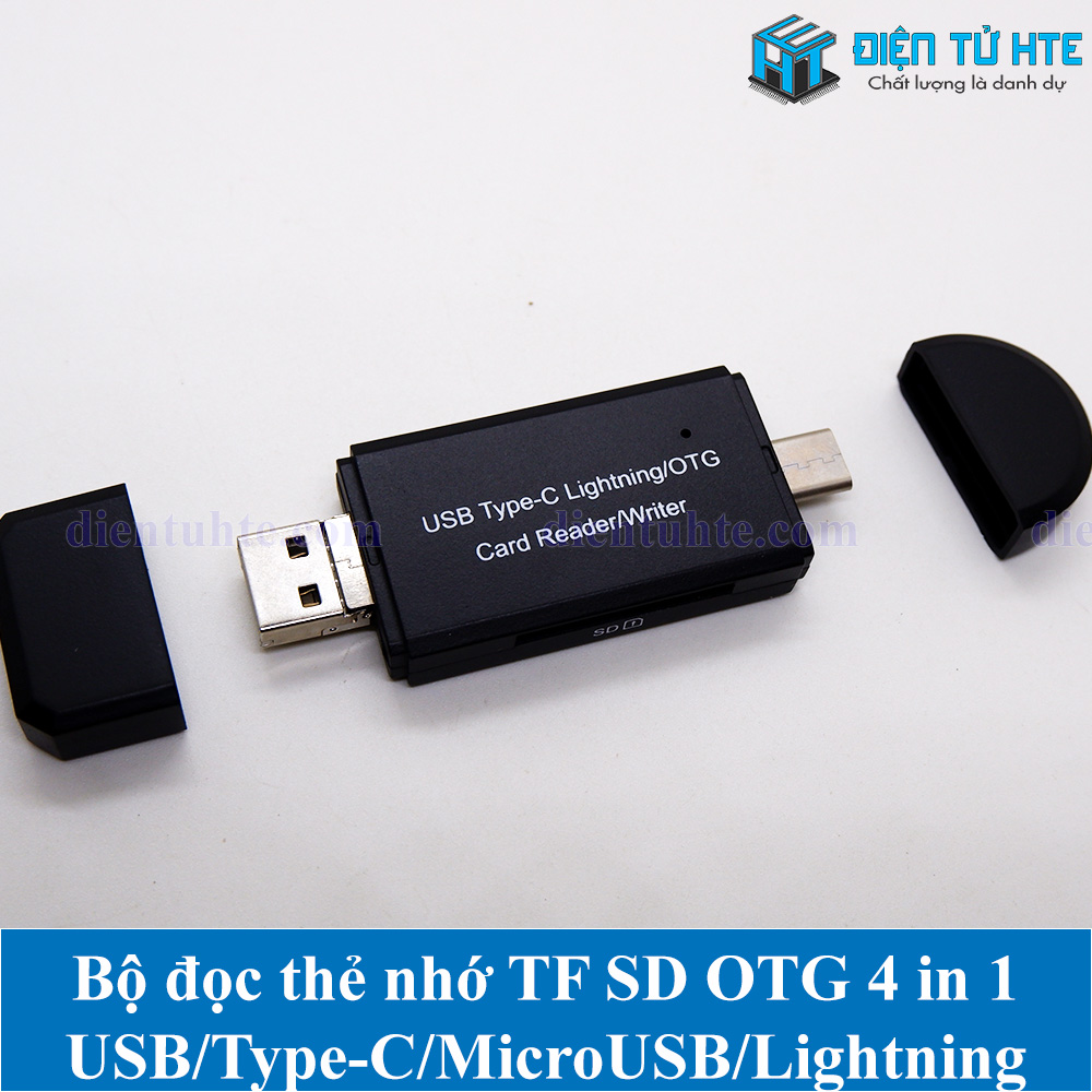 Bộ đọc thẻ nhớ TF SD OTG 4 in 1 USB/Type-C/MicroUSB/LN YC-350