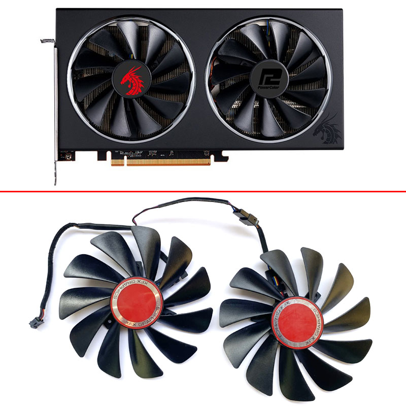 NEW 2PCS 95MM FDC10U12S9-C CF1010U12S 4PIN RX5700 GPU Fan For Powercolor RtX 5700 Sports Edition 8GB GDDR6 RtX 5700 XT Red XFX 580